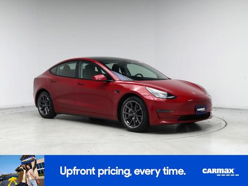 Red 2021 Tesla Model 3 Long Range