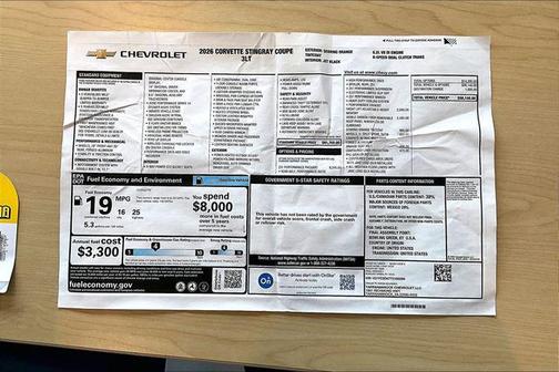 2026 Chevrolet Corvette Stingray w/3LT