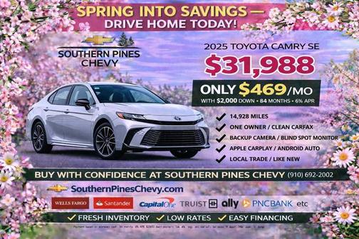 Midnight Black Metallic 2025 Toyota Camry SE