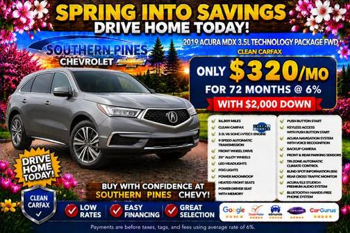 Black 2019 Acura MDX 3.5L w/Technology Package