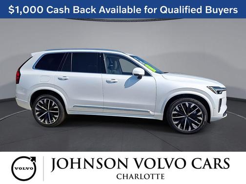 Crystal White Pearl 2026 Volvo XC90 Ultra, B6 AWD Gas (mild hybrid), Gasoline, Bright, 7 Seats