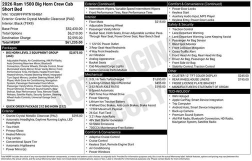 2026 RAM 1500 Big Horn/Lone Star