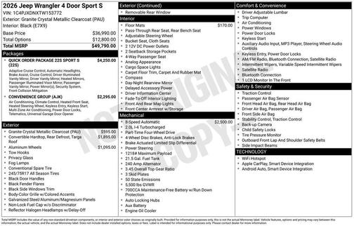 2026 Jeep Wrangler Sport S