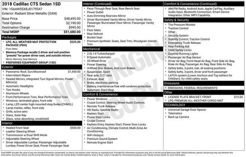 2018 Cadillac CTS 2.0L Turbo