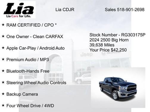 2024 RAM 2500 Big Horn Crew Cab 4x4 6'4' Box
