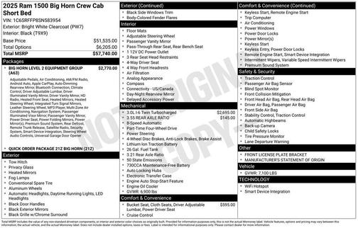 2025 RAM 1500 Big Horn/Lone Star