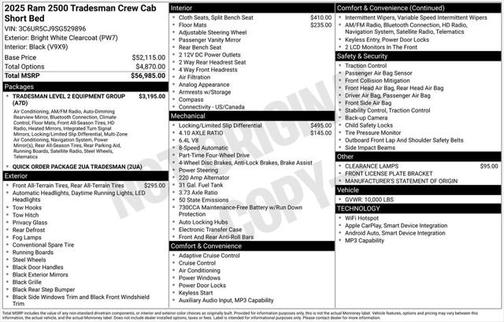 2025 RAM 2500 Tradesman Crew Cab 4x4 6'4' Box