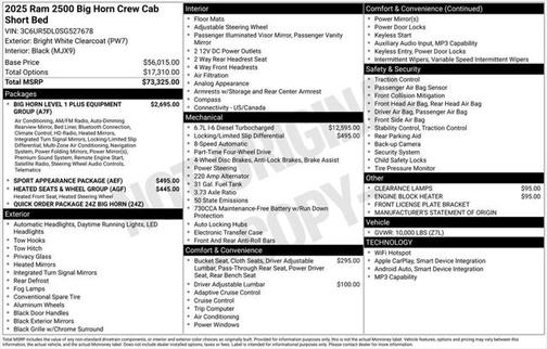 2025 RAM 2500 Big Horn Crew Cab 4x4 6'4' Box
