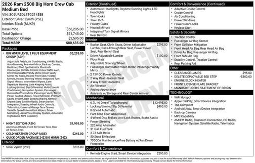 2026 RAM 2500 Big Horn