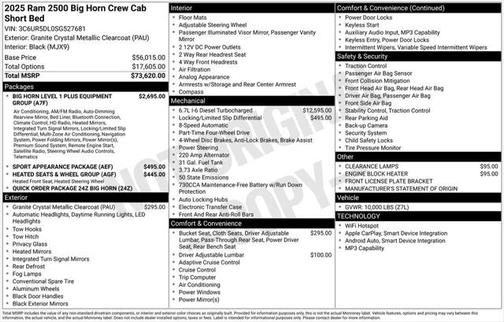 2025 RAM 2500 Big Horn Crew Cab 4x4 6'4' Box