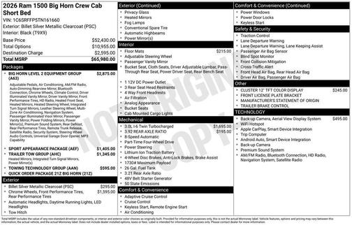 2026 RAM 1500 Big Horn/Lone Star