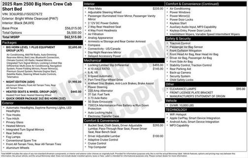 2025 RAM 2500 Big Horn Crew Cab 4x4 6'4' Box