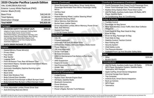 2020 Chrysler Pacifica L