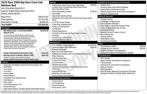 2025 RAM 2500 Big Horn Crew Cab 4x4 6'4' Box