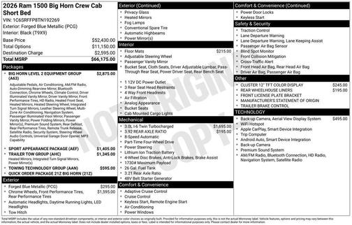 2026 RAM 1500 Big Horn/Lone Star