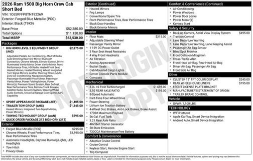 2026 RAM 1500 Big Horn/Lone Star