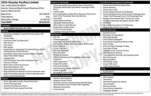 2026 Chrysler Pacifica Limited
