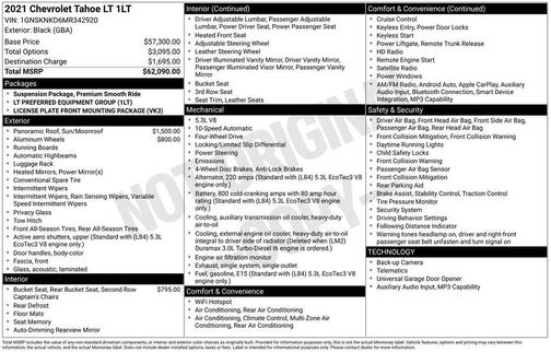 Black 2021 Chevrolet Tahoe LT