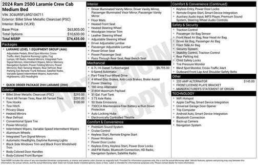 2024 RAM 2500 Laramie Crew Cab 4x4 6'4' Box