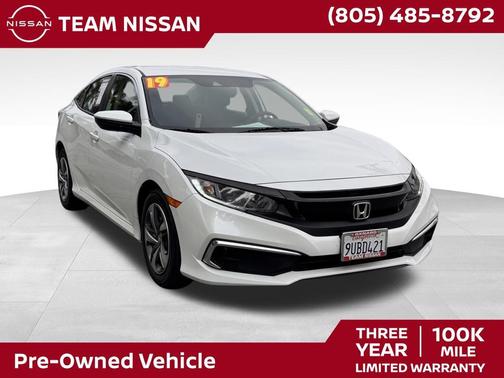 Platinum White Pearl 2019 Honda Civic LX