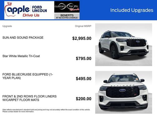 White Metallic 2025 Ford Explorer ST