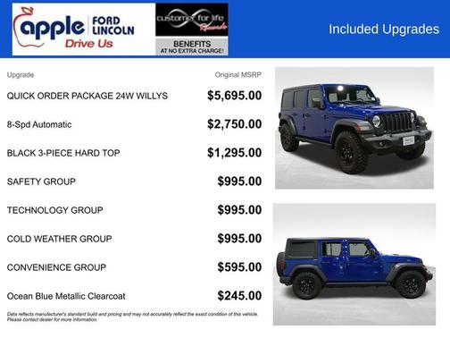 Ocean Blue Metallic Clearcoat 2020 Jeep Wrangler Unlimited Willys 4x4