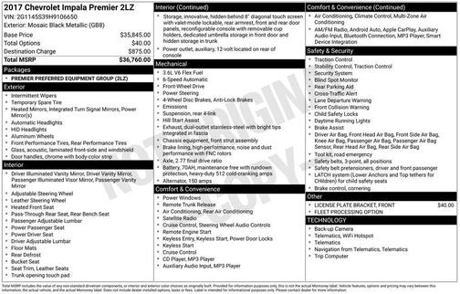 2017 Chevrolet Impala Premier 2LZ