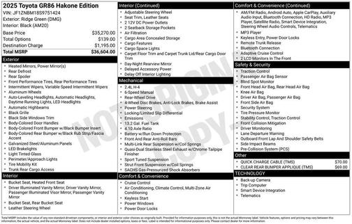 2025 Toyota GR86 Hakone Edition