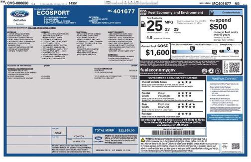 DIAMOND WHITE 2021 Ford EcoSport S