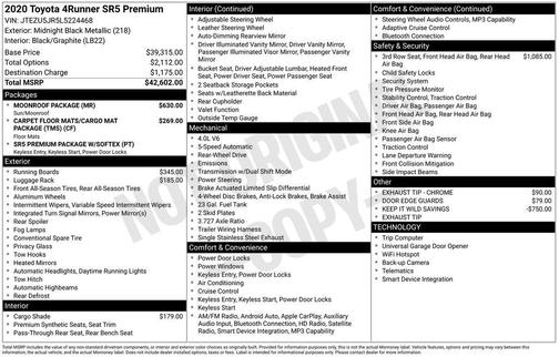 Midnight Black Metallic 2020 Toyota 4Runner SR5 Premium