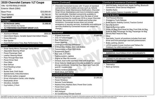 2020 Chevrolet Camaro 1LT