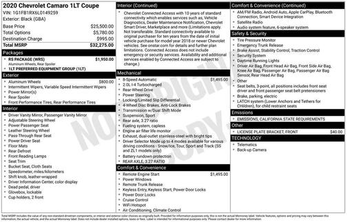 2020 Chevrolet Camaro 1LT