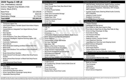 Magnetic Gray Metallic 2020 Toyota C-HR LE
