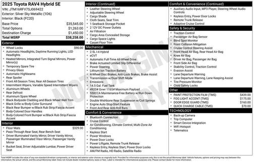 Silver Sky Metallic 2025 Toyota RAV4 Hybrid SE