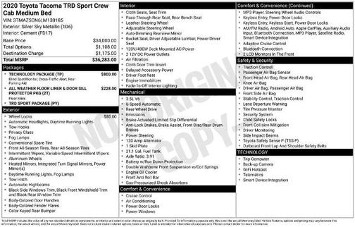 Silver Sky Metallic 2020 Toyota Tacoma TRD SPORT