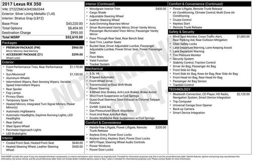 Silver 2017 Lexus RX 350 F Sport