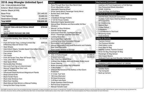 2018 Jeep Wrangler Unlimited Sport