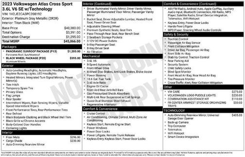 Platinum Gray Metallic 2023 Volkswagen Atlas Cross Sport 3.6 V6 SE W/ TECHNOLOGY