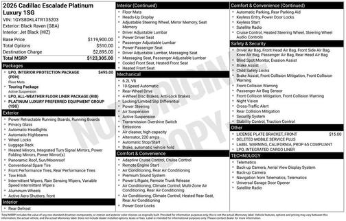 2026 Cadillac Escalade Platinum Luxury
