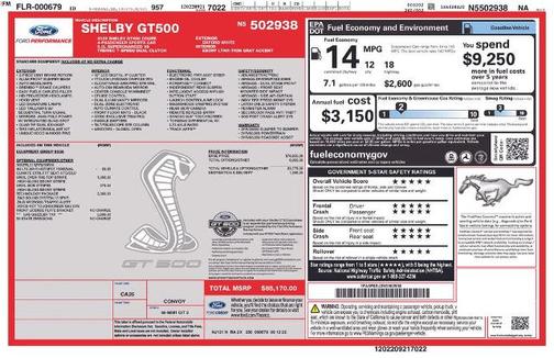 OXFORD WHITE 2022 Ford Mustang SHELBY GT500