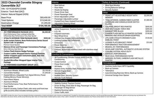 Torch Red 2023 Chevrolet Corvette Stingray w/3LT