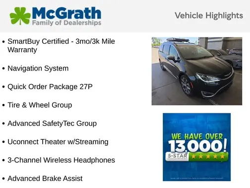 Black 2018 Chrysler Pacifica Limited