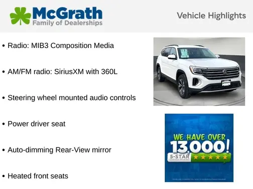White/off-white 2026 Volkswagen Atlas 2.0T SE