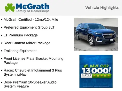 Blue 2023 Chevrolet Traverse LT Leather