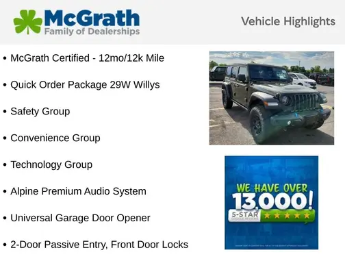 Green 2024 Jeep Wrangler Willys 4xe