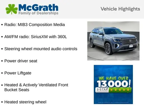 Gray 2026 Volkswagen Atlas 2.0T SE w/Technology