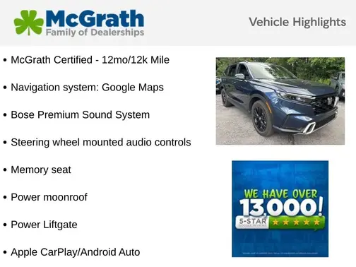 Blue 2026 Honda CR-V Hybrid Sport Touring