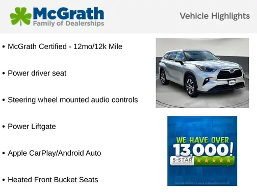 Silver 2022 Toyota Highlander Hybrid XLE