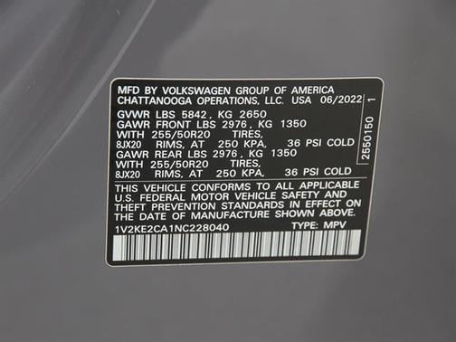 2022 Volkswagen Atlas Cross Sport 3.6L V6 SE w/Technology