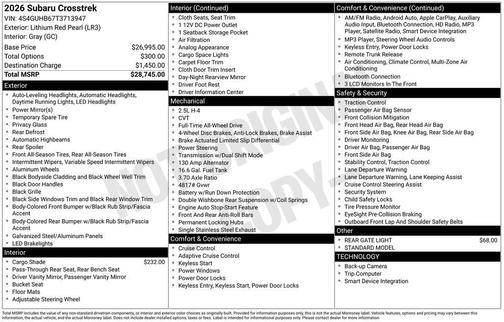 2026 Subaru Crosstrek Base
